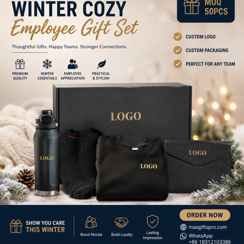 A001 Custom Cozy Winter Gift Box for Employees | Christmas Corporate Gift Sets