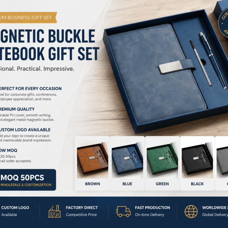 Custom Magnetic Buckle Notebook  Premium Employee welcome kits Gift Set